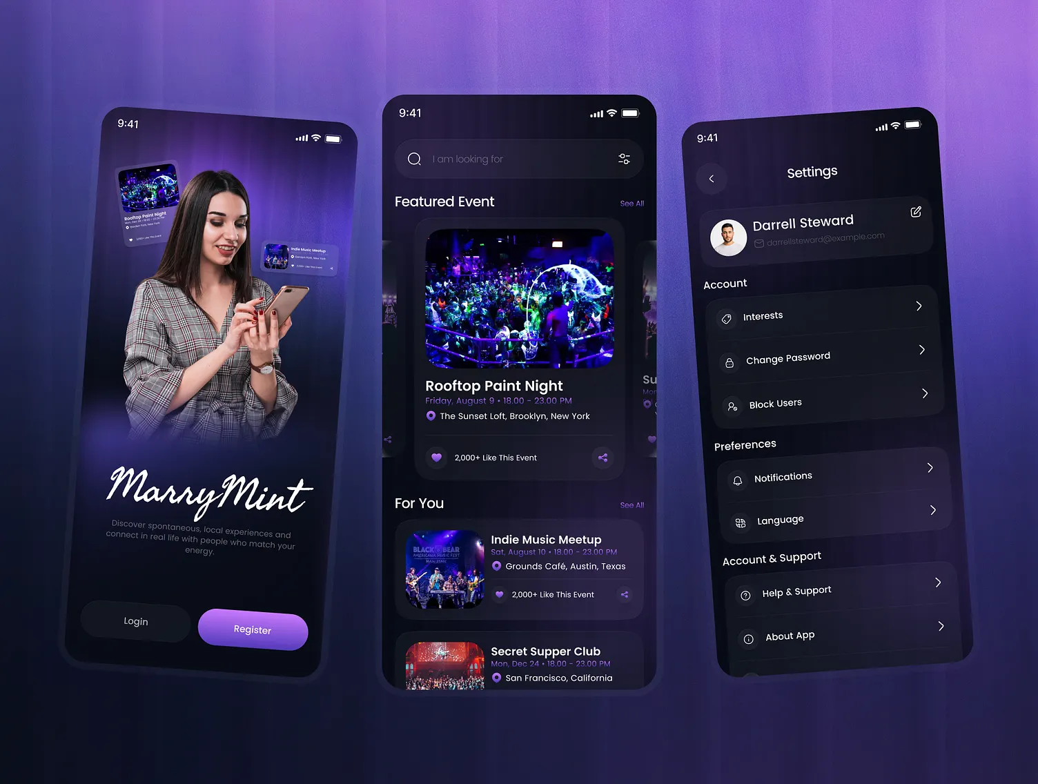 Beautiful event booking channel interface